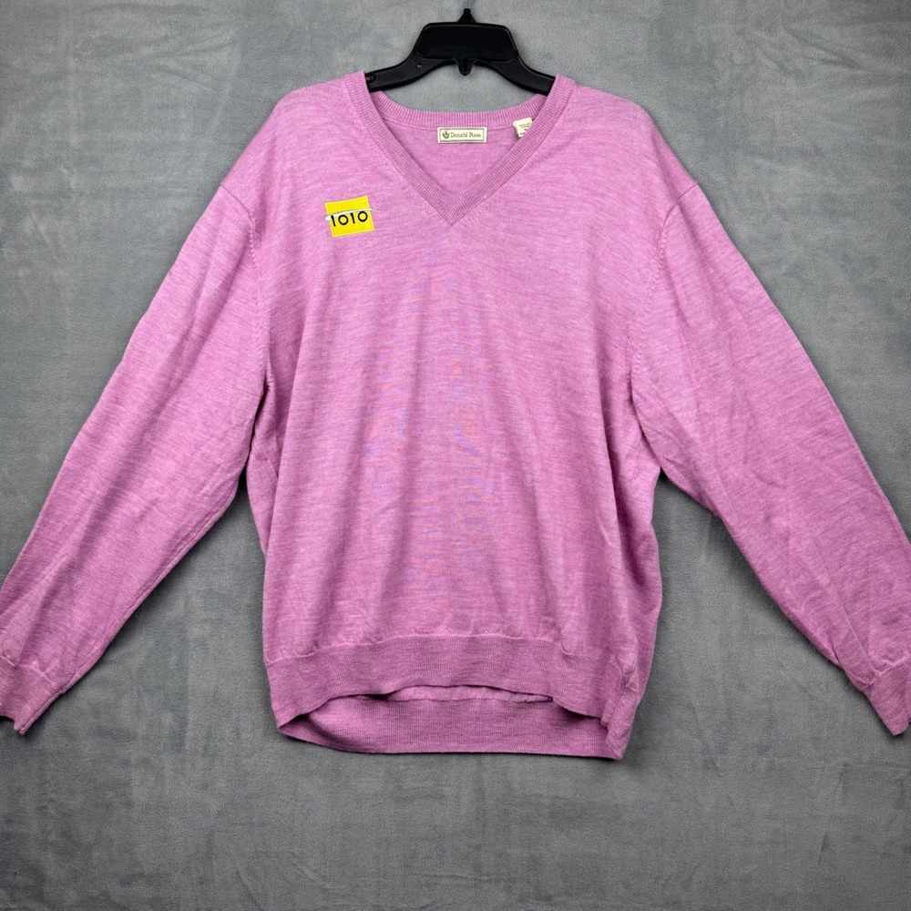 Donald Ross Womens V Neck Sweater XL Lavender 100%‎ Merino Wool Long Sleeve Golf
